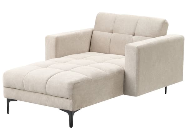 Chaise Lounge Beige Polyester Stoff Polstring Liggende Ryggstøtte 3 Stillinger til Stue