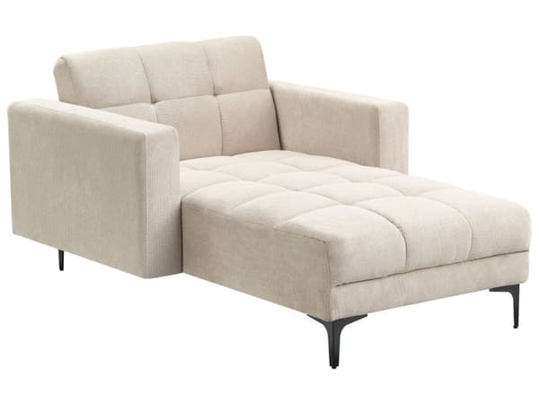 Schäslong Beige Polyestertyg Klädsel Lutande Fällbart Ryggstöd 3 Lägen Modern Stil Vardagsrum