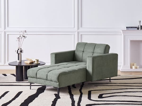 Chaiselong Grøn Polyester Daybed med Ryglæn Gæsteseng Multifunktionel Chaise med Splitback Sofa Moderne til Stuen