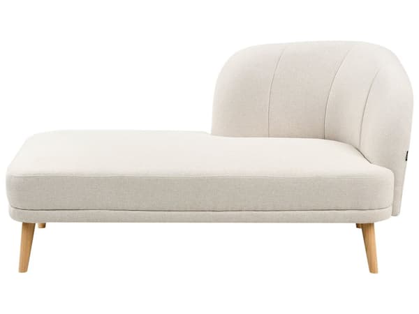 Schäslong Höger Ljusbeige Polyester Traditionell Dagbädd i Retro-stil Möbler Vardagsrum