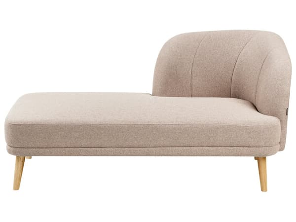 Schäslong Höger Ljusbrun Polyester Traditionell Dagbädd i Retro-stil Möbler Vardagsrum