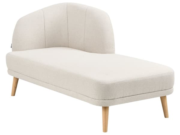 Schäslong Vänster Ljusbeige Polyester Traditionell Dagbädd i Retro-stil Möbler Vardagsrum