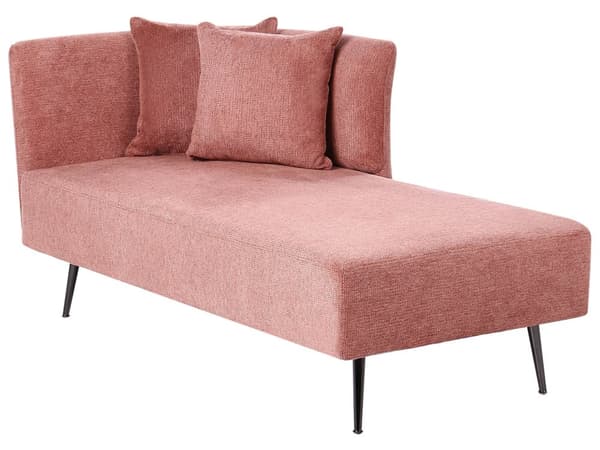 Schäslong Röd Vänster Polyestertyg Klädsel med Dekorativa Kuddar Metallben Modern Design Vardagsrum
