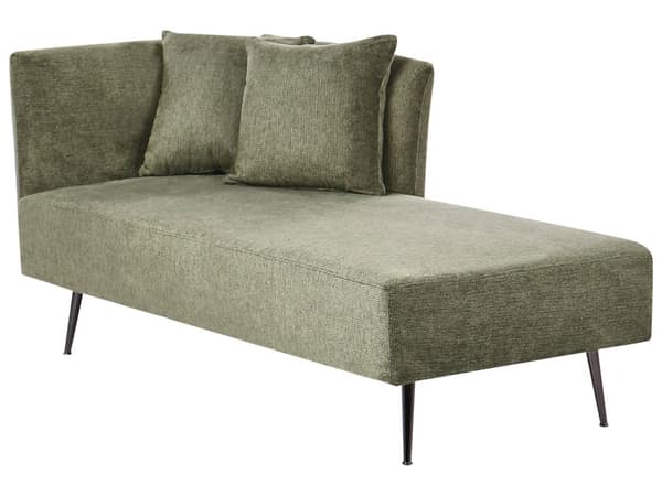Schäslong Grön Vänster Polyestertyg Klädsel med Dekorativa Kuddar Metallben Modern Design Vardagsrum