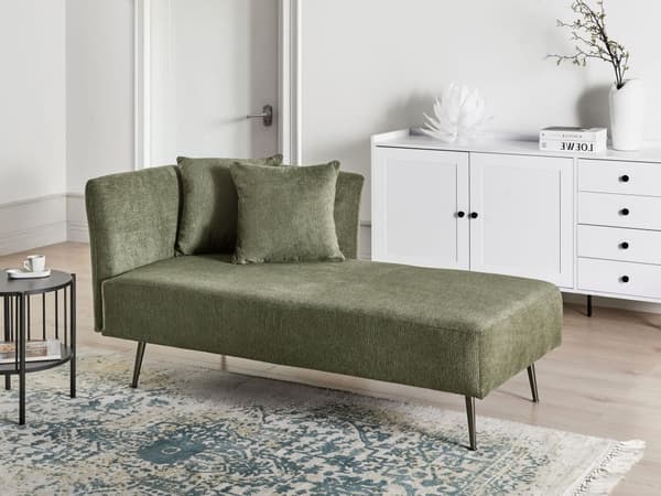Schäslong Grön Vänster Polyestertyg Klädsel med Dekorativa Kuddar Metallben Modern Design Vardagsrum