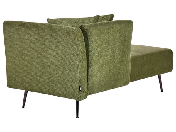 Schäslong Grön Höger Polyestertyg Klädsel med Dekorativa Kuddar Metallben Modern Design Vardagsrum