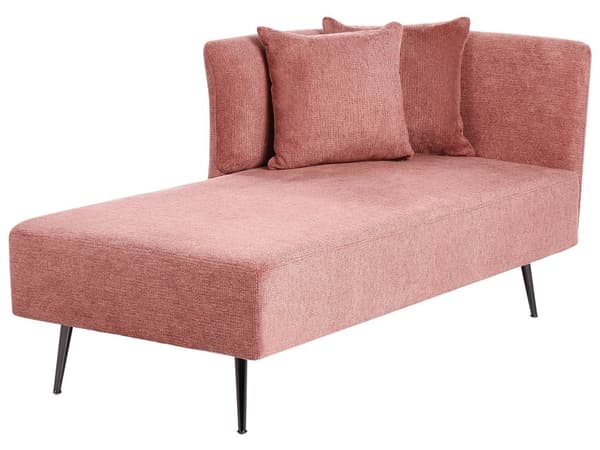 Schäslong Röd Höger Polyestertyg Klädsel med Dekorativa Kuddar Metallben Modern Design Vardagsrum