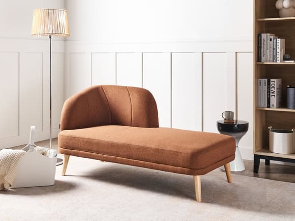 Chaiselong Gyldenbrun Polyester Daybed med Ryglæn Gæsteseng Multifunktionel Chaise Venstrevendt Sofa Moderne til Stuen