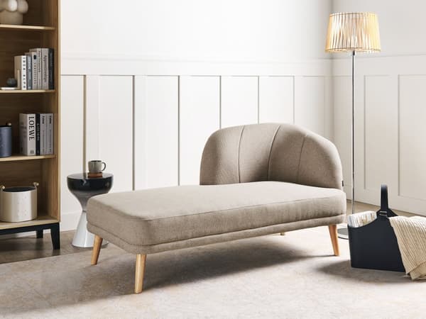 Chaiselong Lysebrun Polyester Daybed med Ryglæn Gæsteseng Multifunktionel Chaise Højrevendt Sofa Moderne til Stuen