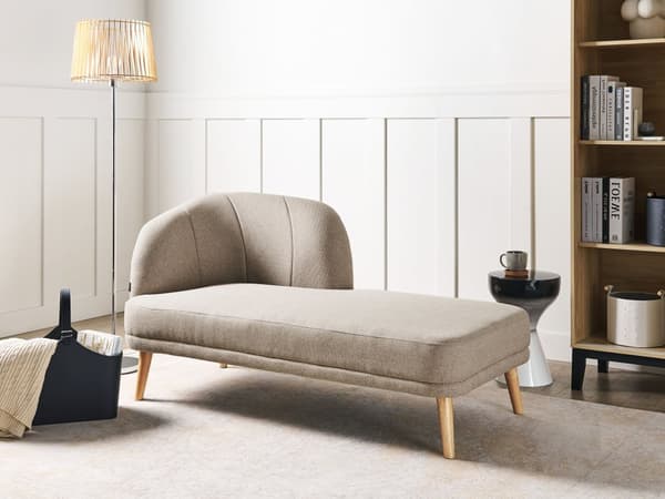 Chaiselong Lysebrun Polyester Daybed med Ryglæn Gæsteseng Multifunktionel Chaise Venstrevendt Sofa Moderne til Stuen