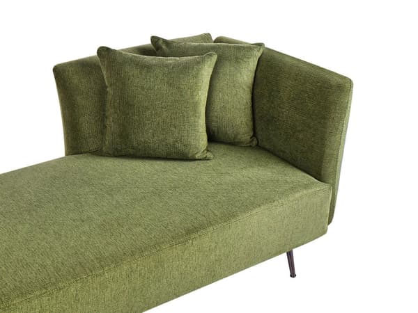 Chaiselong Grøn Polyester Daybed med Ryglæn Gæsteseng Multifunktionel Chaise Højrevendt Sofa Moderne til Stuen