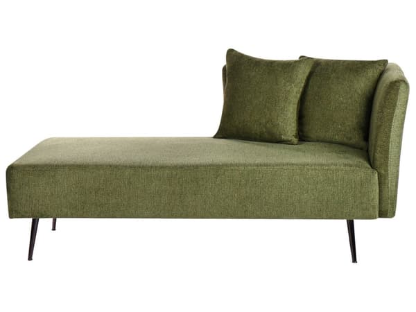 Chaiselong Grøn Polyester Daybed med Ryglæn Gæsteseng Multifunktionel Chaise Højrevendt Sofa Moderne til Stuen