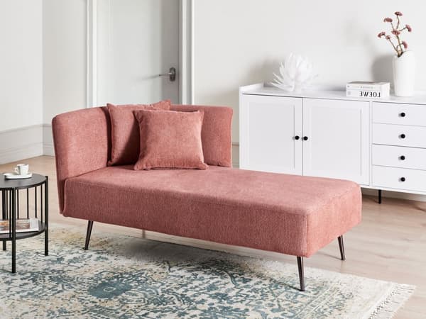 Chaiselong Rød Polyester Daybed med Ryglæn Gæsteseng Multifunktionel Chaise Venstrevendt Sofa Moderne til Stuen
