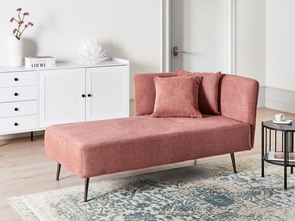 Chaiselong Rød Polyester Daybed med Ryglæn Gæsteseng Multifunktionel Chaise Højrevendt Sofa Moderne til Stuen