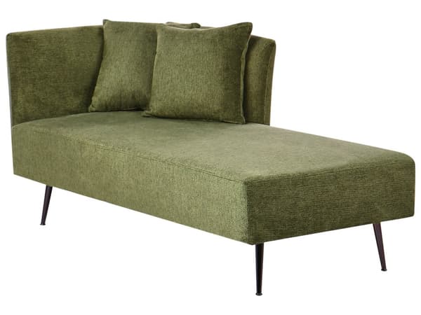 Chaiselong Grøn Polyester Daybed med Ryglæn Gæsteseng Multifunktionel Chaise Venstrevendt Sofa Moderne til Stuen