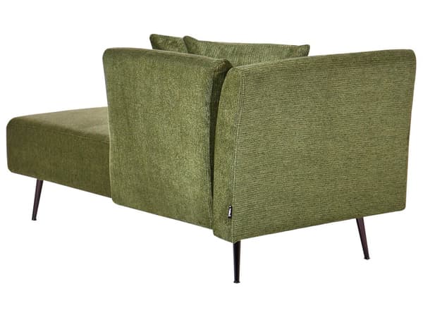 Chaiselong Grøn Polyester Daybed med Ryglæn Gæsteseng Multifunktionel Chaise Venstrevendt Sofa Moderne til Stuen