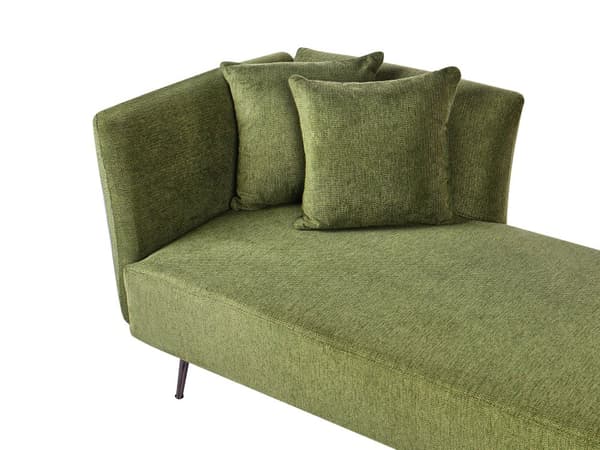 Chaiselong Grøn Polyester Daybed med Ryglæn Gæsteseng Multifunktionel Chaise Venstrevendt Sofa Moderne til Stuen