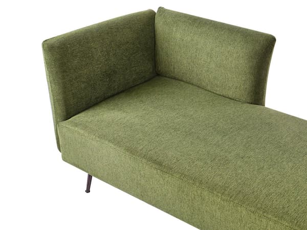 Chaiselong Grøn Polyester Daybed med Ryglæn Gæsteseng Multifunktionel Chaise Venstrevendt Sofa Moderne til Stuen