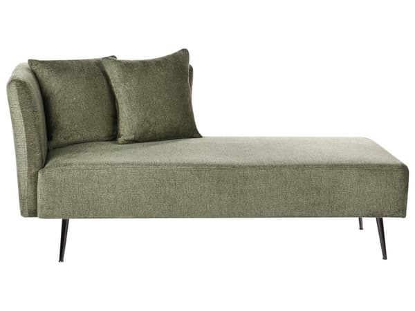 Chaiselong Grøn Polyester Daybed med Ryglæn Gæsteseng Multifunktionel Chaise Venstrevendt Sofa Moderne til Stuen