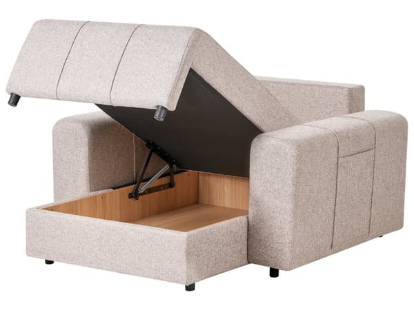 Schäslong Ljusbrun Tyg Klädsel Armstöd Kudde Ryggstöd Modern Design Symmetrisk Vardagsrum