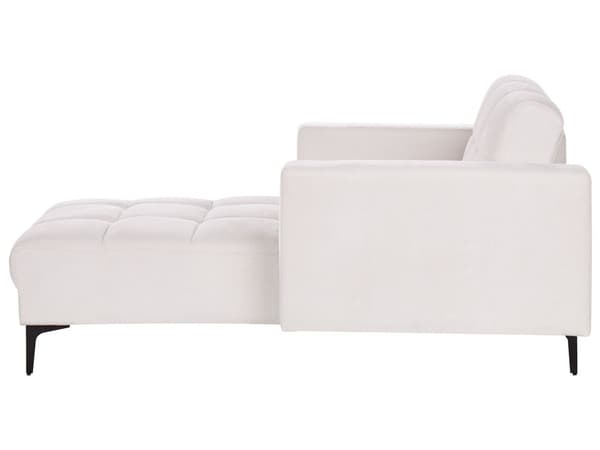 Schäslong Off-White Polyester Tyg Klädsel Lutande Ryggstöd 3 Lägen