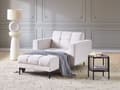 Miniatyrbild 2 av 10: Schäslong Off-White Polyester Tyg Klädsel Lutande Ryggstöd 3 Lägen