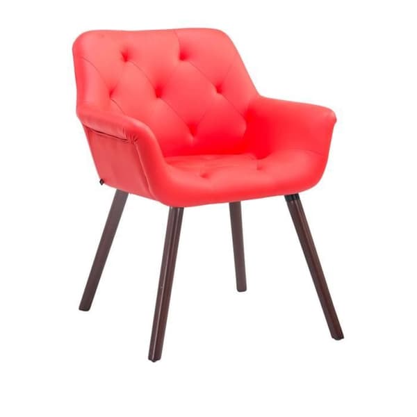 Besöksstol - CLP - Cassidy - Röd-valnöt konstläder - Modern design - 1 sits