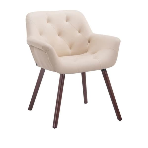 Besöksstol - CLP - Cassidy - Kräm-valnöt konstläder - massivt trä - modern design