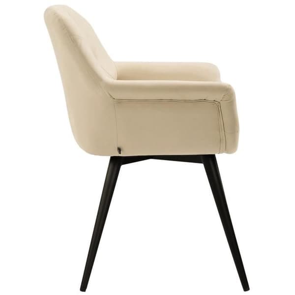 Langford Dining Chair - CLP - Med armstöd och metallben - Cream-Faux Läder