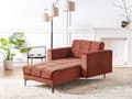 Miniatyrbillede 2 af 11: Chaiselong Rød Velour Daybed med Ryglæn Gæsteseng Multifunktionel Chaise med Splitback Sofa Moderne til Stuen