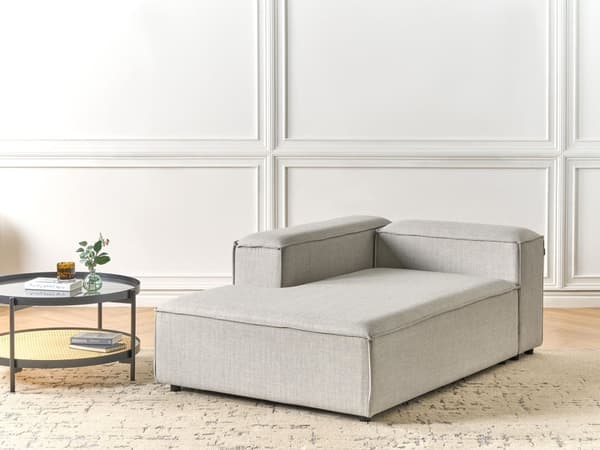 Chaiselong Grå Polyester Daybed med Ryglæn Gæsteseng Multifunktionel Chaise Højrevendt Sofa Moderne til Stuen