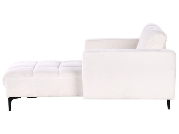 Schäslong Vit Bouclé Tuftad Fällbart Ryggstöd med 3 Lägen Glamourös Design Vardagsrum