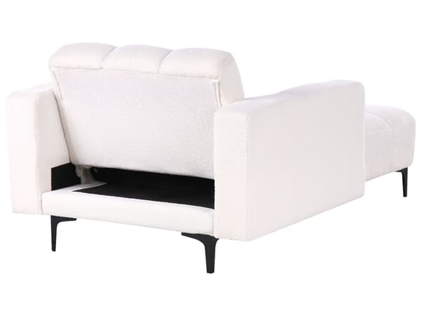 Schäslong Vit Bouclé Tuftad Fällbart Ryggstöd med 3 Lägen Glamourös Design Vardagsrum