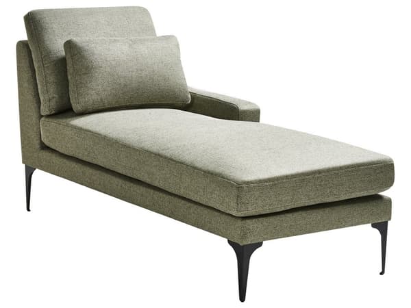 Chaiselong Grøn Polyester Daybed med Ryglæn Gæsteseng Multifunktionel Chaise Venstrevendt Sofa Moderne til Stuen