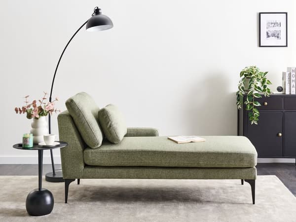 Chaiselong Grøn Polyester Daybed med Ryglæn Gæsteseng Multifunktionel Chaise Venstrevendt Sofa Moderne til Stuen