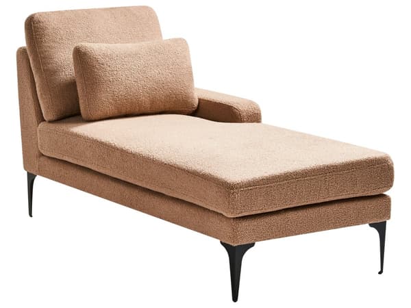 Chaiselong Beige Boucle Daybed med Ryglæn Gæsteseng Multifunktionel Chaise Venstrevendt Sofa Moderne til Stuen
