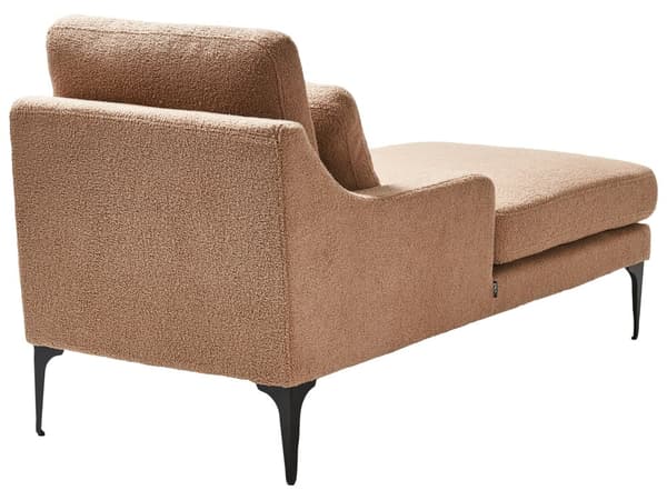 Chaiselong Beige Boucle Daybed med Ryglæn Gæsteseng Multifunktionel Chaise Venstrevendt Sofa Moderne til Stuen