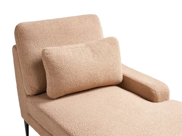 Chaiselong Beige Boucle Daybed med Ryglæn Gæsteseng Multifunktionel Chaise Venstrevendt Sofa Moderne til Stuen