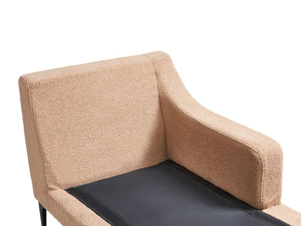 Chaiselong Beige Boucle Daybed med Ryglæn Gæsteseng Multifunktionel Chaise Venstrevendt Sofa Moderne til Stuen