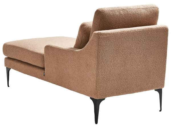Chaiselong Beige Boucle Daybed med Ryglæn Gæsteseng Multifunktionel Chaise Højrevendt Sofa Moderne til Stuen