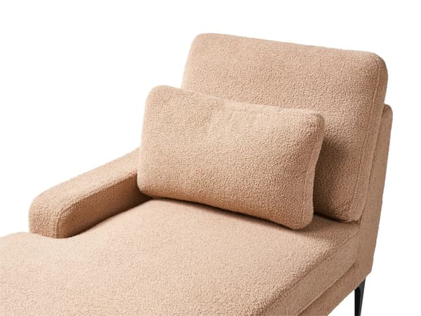 Chaiselong Beige Boucle Daybed med Ryglæn Gæsteseng Multifunktionel Chaise Højrevendt Sofa Moderne til Stuen