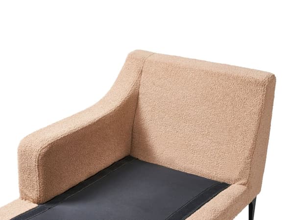 Chaiselong Beige Boucle Daybed med Ryglæn Gæsteseng Multifunktionel Chaise Højrevendt Sofa Moderne til Stuen