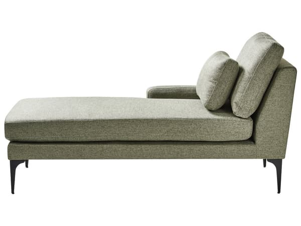 Chaiselong Grøn Polyester Daybed med Ryglæn Gæsteseng Multifunktionel Chaise Højrevendt Sofa Moderne til Stuen