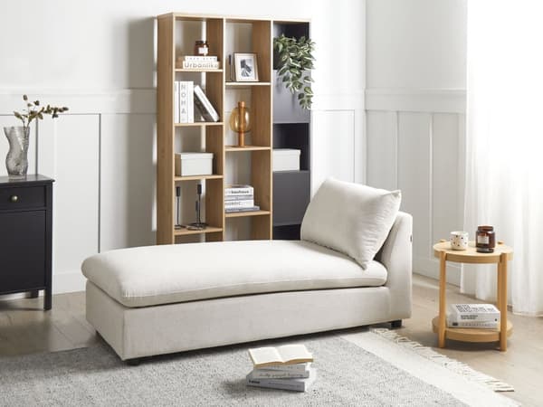 Chaiselong Off-White Polyester Polstret Armløs Stue Møbler Stilfuld Moderne