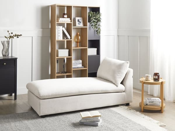 Chaiselong Off-White Polyester Polstret Armløs Stue Møbler Stilfuld Moderne
