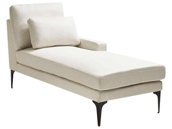 Schäslong Vänster Ljusbeige Tyg Vattenbeständig Klädsel Metallben med kuddar