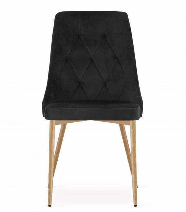Chaise Leobert - model39314-IMOLA-ROSY01 - Chaise IMOLA - svart sammet / träfärgade ben x 4