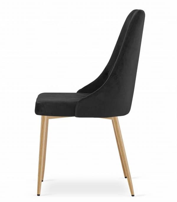 Chaise Leobert - model39314-IMOLA-ROSY01 - Chaise IMOLA - svart sammet / träfärgade ben x 4