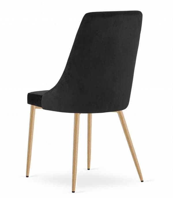 Chaise Leobert - model39314-IMOLA-ROSY01 - Chaise IMOLA - svart sammet / träfärgade ben x 4