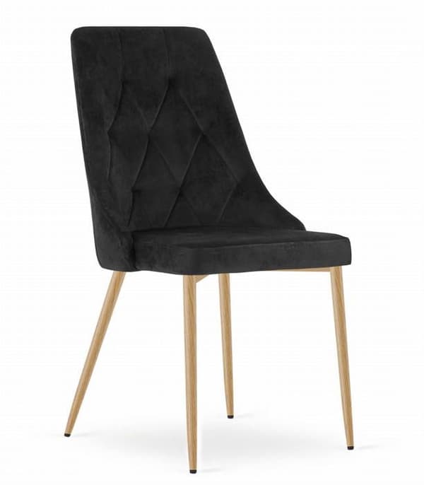 Chaise Leobert - model39314-IMOLA-ROSY01 - Chaise IMOLA - svart sammet / träfärgade ben x 4